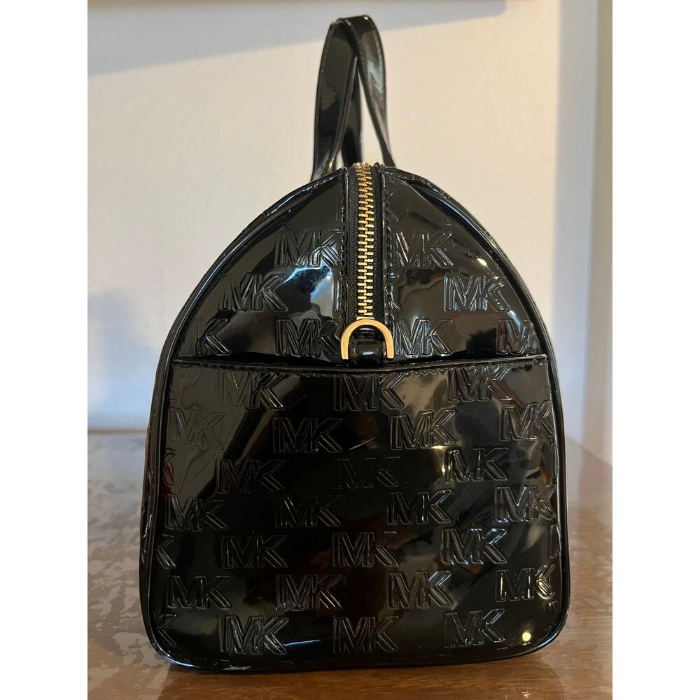 MICHAEL KORS Mason Medium Duffle Satchel Bag Black MK Logo Crossbody - Picture 4 of 10